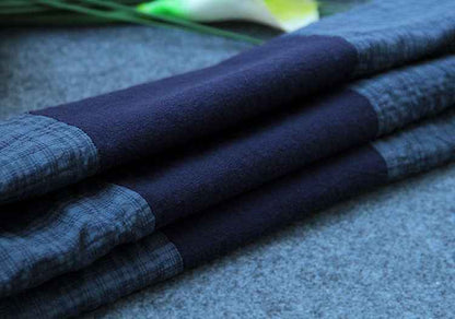 A0001 Early Summer New Cotton Linen Color Block Dress Irregular Plaid Patchwork Long Dress