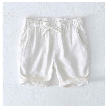D20002 Japanese Style Elastic Drawstring Ramie Casual 70%+ Ramie Linen Shorts Men's Summer Beach Versatile Loose Cotton Linen Five-Point Shorts 8227