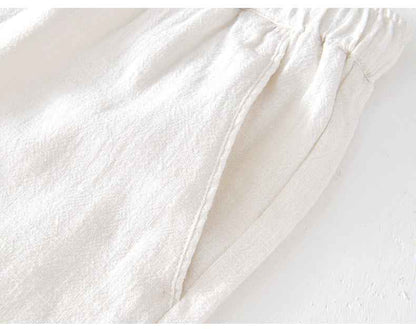 D20002 Japanese Style Elastic Drawstring Ramie Casual 70%+ Ramie Linen Shorts Men's Summer Beach Versatile Loose Cotton Linen Five-Point Shorts 8227