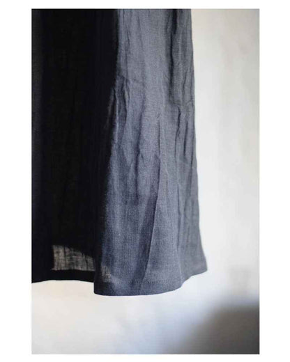 C10001 Spring Summer New Original 95%+ Linen Striped Texture Wrinkle Nostalgic Relaxed Half-Waist Elastic Skirt