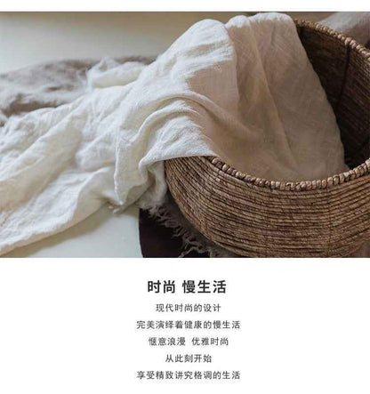 H30001 Minimalist Sofa Cover Solid Color Linen Full Cover Cream Nordic Ins Style Full Cover Photography Decoration