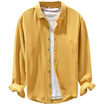 B20003 Spring and Autumn New Solid Color Long Sleeve Shirt 100% Cotton Pure Cotton Comfortable Fashion Turn-down Collar Casual Shirt One Piece Dropshipping 2093