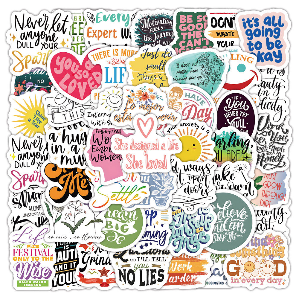 K10004 60 English Inspirational Quotes Collection Stickers Healing Positive Energy Journal Desk Decoration Stickers - Ivana Supply Store