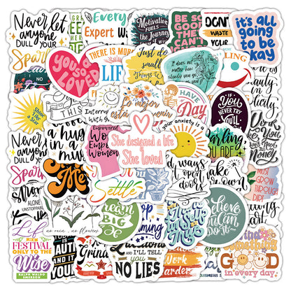 K10004 60 English Inspirational Quotes Collection Stickers Healing Positive Energy Journal Desk Decoration Stickers - Ivana Supply Store