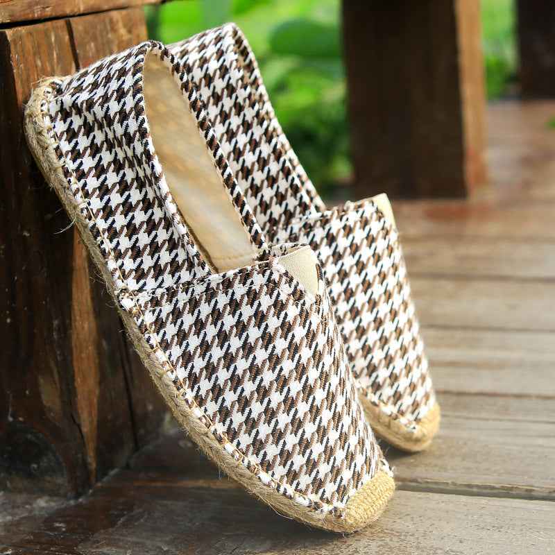 F10001 Spring and Autumn New Linen Shoes Breathable Men and Women Straw Woven Canvas Shoes Handmade Sewing Hemp Rope Shoes Slip-on Shoes