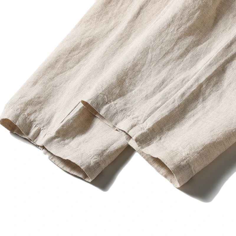 D20001 Breathable and Comfortable 100% Linen Summer Men's Loose Soft Straight-Leg Nine-Point Casual Linen Pants Men's Clothing