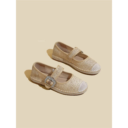 F10006 Round Toe Flat Woven Strap Shallow Mouth Single Shoes for Women Spring Summer New Casual Versatile Mary Jane Shoes - Ivana Supply Store