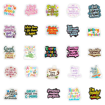 K10007 56 Sheets of English Inspirational Text Stickers Healing Phrases Skateboard Water Bottle Personalized Waterproof Stickers Bulk - Ivana Supply Store
