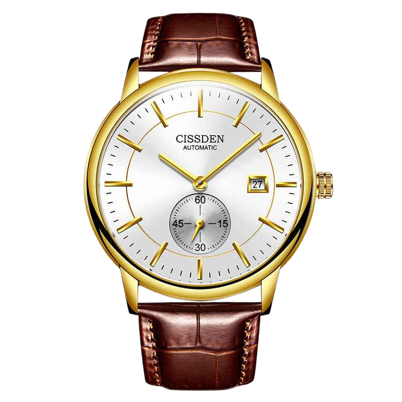 G10001 Swiss Ultra-Thin Mechanical Watch - Men's Business Leather Strap, Waterproof, Simple Design