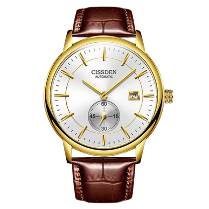 G10001 Swiss Ultra-Thin Mechanical Watch - Men's Business Leather Strap, Waterproof, Simple Design