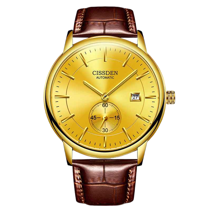 G10001 Swiss Ultra-Thin Mechanical Watch - Men's Business Leather Strap, Waterproof, Simple Design