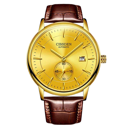 G10001 Swiss Ultra-Thin Mechanical Watch - Men's Business Leather Strap, Waterproof, Simple Design