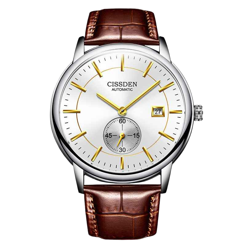 G10001 Swiss Ultra-Thin Mechanical Watch - Men's Business Leather Strap, Waterproof, Simple Design