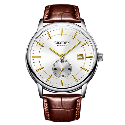 G10001 Swiss Ultra-Thin Mechanical Watch - Men's Business Leather Strap, Waterproof, Simple Design