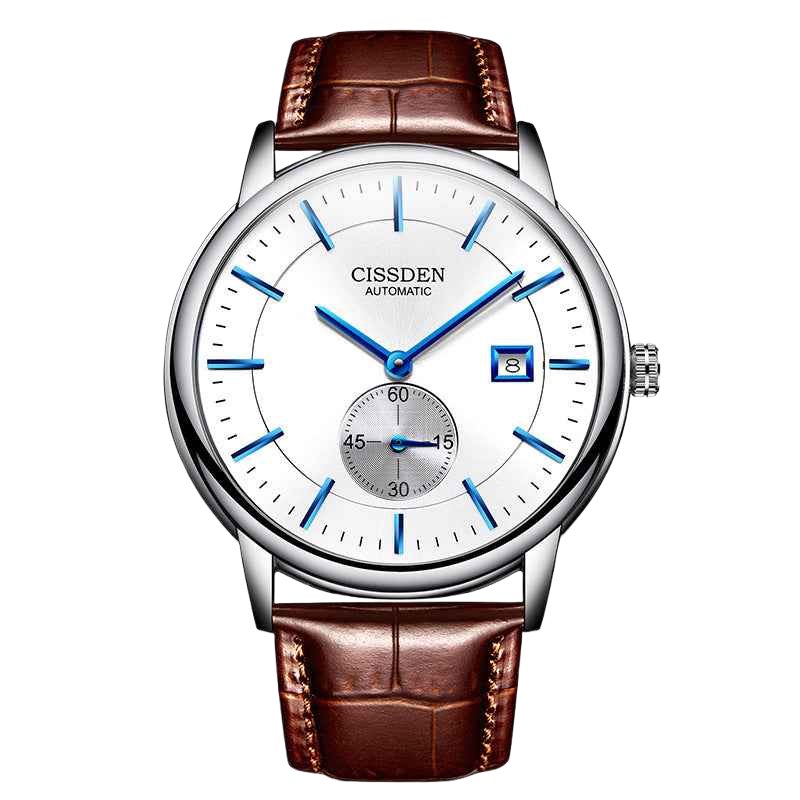 G10001 Swiss Ultra-Thin Mechanical Watch - Men's Business Leather Strap, Waterproof, Simple Design