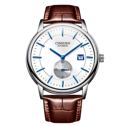 G10001 Swiss Ultra-Thin Mechanical Watch - Men's Business Leather Strap, Waterproof, Simple Design
