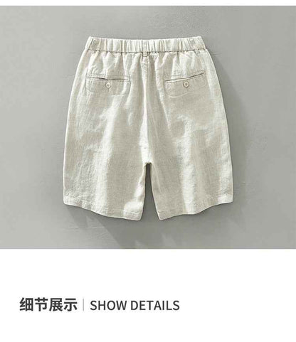 D20004 Summer Thin Linen Casual Pants Men Loose Breathable Elastic Waist Beach Shorts Men's Clothing One Piece Dropshipping