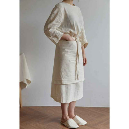 H20001 Short Apron Half-length Cotton Linen Home Kitchen Waterproof Oil-proof Coffee Shop Bakery Flower Shop Half-waist Half-length Workwear