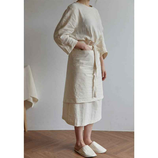 H20001 Short Apron Half-length Cotton Linen Home Kitchen Waterproof Oil-proof Coffee Shop Bakery Flower Shop Half-waist Half-length Workwear