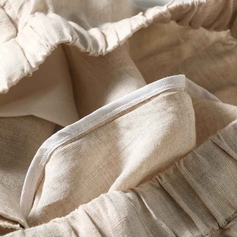 D20001 Breathable and Comfortable 100% Linen Summer Men's Loose Soft Straight-Leg Nine-Point Casual Linen Pants Men's Clothing