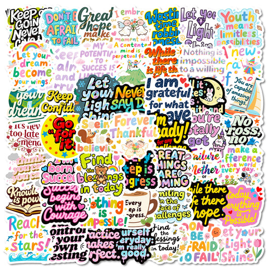 K10006 56 English Inspirational Text Stickers Healing Phrases Skateboard Water Bottle Personalized Waterproof Stickers Wholesale - Ivana Supply Store