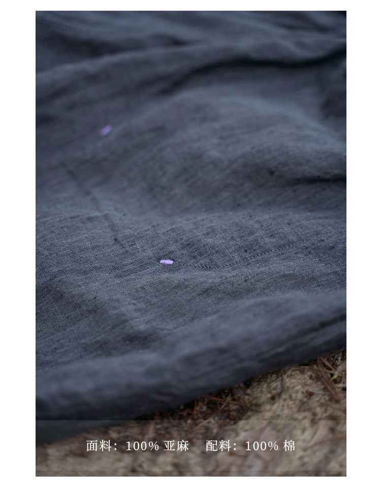 D10003 Summer Gray 95%+ Linen High-Density Woven Elastic Waist Drawstring Loose Carrot Wide-Leg Pants