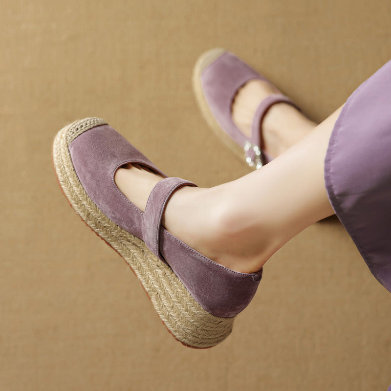 F10004 4.5cm Thick Sole Fisherman Shoes New Fashion Versatile One-Strap Height-Increasing Comfortable Genuine Leather Women's Shoes - Ivana Supply Store