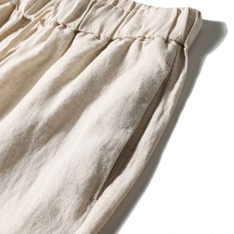 D20001 Breathable and Comfortable 100% Linen Summer Men's Loose Soft Straight-Leg Nine-Point Casual Linen Pants Men's Clothing