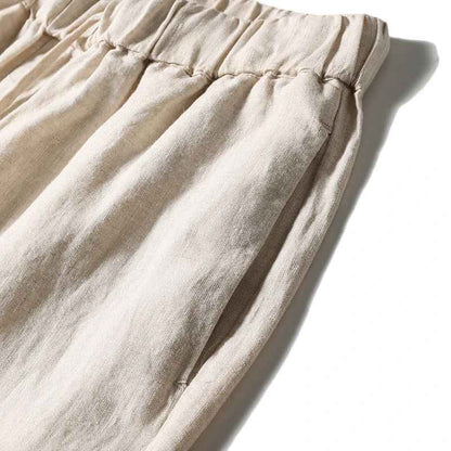 D20001 Breathable and Comfortable 100% Linen Summer Men's Loose Soft Straight-Leg Nine-Point Casual Linen Pants Men's Clothing