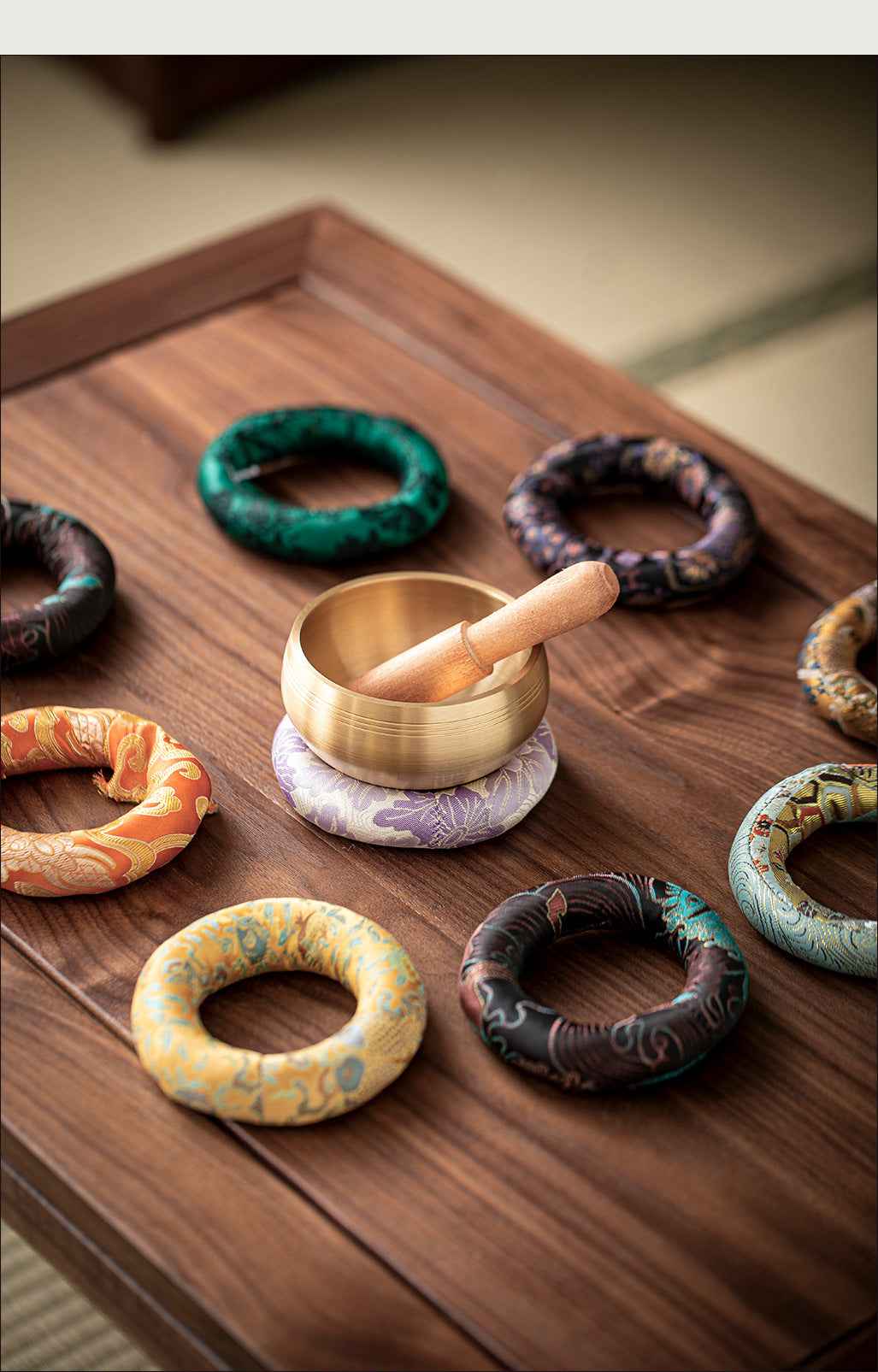 H10002 Nepalese Handmade Sewn Buddha Sound Bowl Mat, Singing Bowl Mat, Copper Bowl Mat, Cotton Cloth Mat, Buddha Sound Bowl Matching Mat