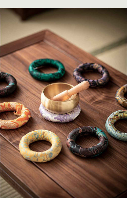 H10002 Nepalese Handmade Sewn Buddha Sound Bowl Mat, Singing Bowl Mat, Copper Bowl Mat, Cotton Cloth Mat, Buddha Sound Bowl Matching Mat