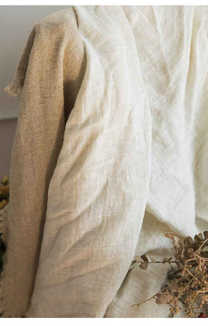 H30001 Minimalist Sofa Cover Solid Color Linen Full Cover Cream Nordic Ins Style Full Cover Photography Decoration