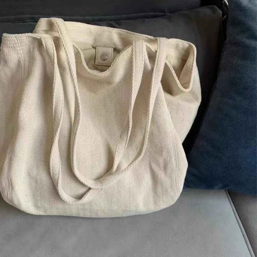 E10001 Large Capacity Korean Style Bag for Women, Diagonal Striped Canvas Commuter Shoulder Handbag, Casual Women's Bag, Simple Lazy Shopping Bag, Trendy