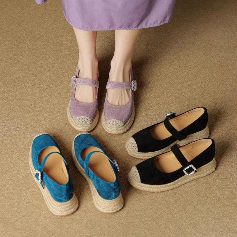 F10004 4.5cm Thick Sole Fisherman Shoes New Fashion Versatile One-Strap Height-Increasing Comfortable Genuine Leather Women's Shoes - Ivana Supply Store