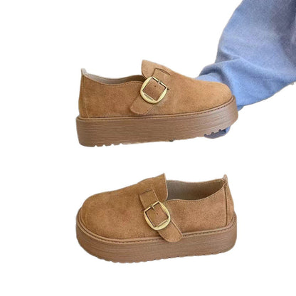 F10007 Thick-Soled Birkenstock Shoes for Women, Slip-On, Height-Increasing, Autumn New French Mary Jane Leather Shoes, Single Shoes - Ivana Supply Store