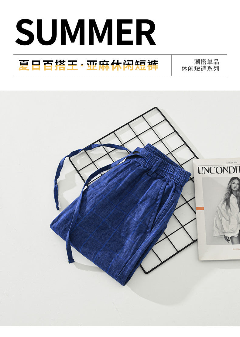 D20003 Summer New Men's Five-Point Shorts Linen Casual Shorts - Ivana Supply Store