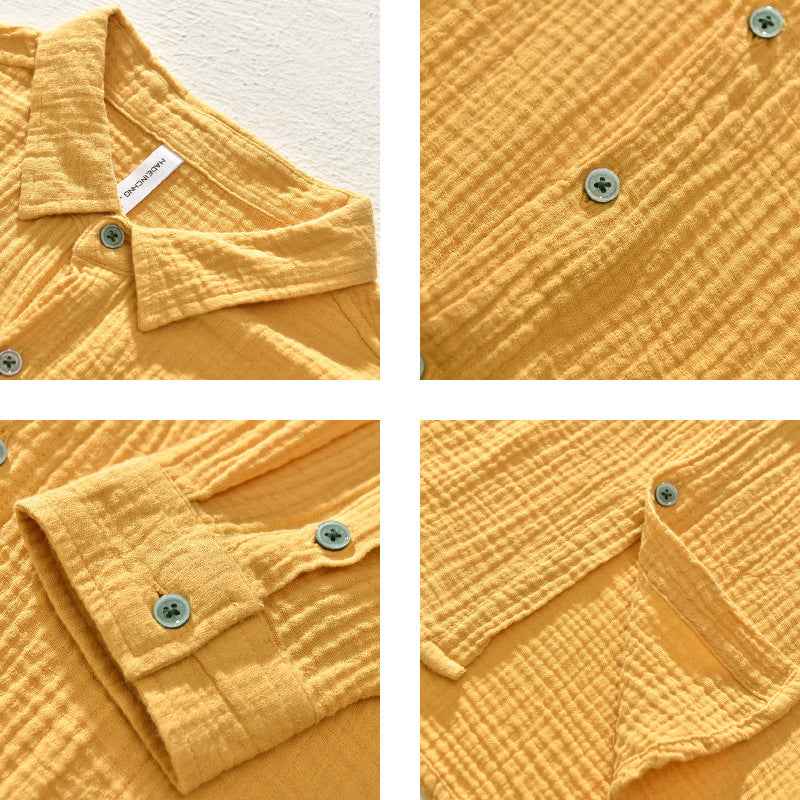B20003 Spring and Autumn New Solid Color Long Sleeve Shirt 100% Cotton Pure Cotton Comfortable Fashion Turn-down Collar Casual Shirt One Piece Dropshipping 2093