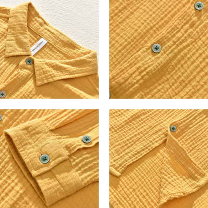 B20003 Spring and Autumn New Solid Color Long Sleeve Shirt 100% Cotton Pure Cotton Comfortable Fashion Turn-down Collar Casual Shirt One Piece Dropshipping 2093