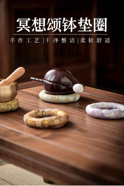 H10002 Nepalese Handmade Sewn Buddha Sound Bowl Mat, Singing Bowl Mat, Copper Bowl Mat, Cotton Cloth Mat, Buddha Sound Bowl Matching Mat