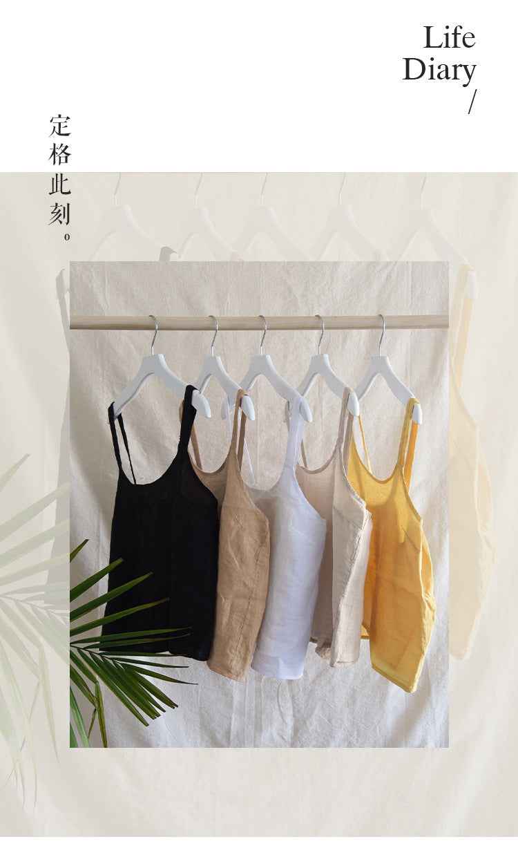 B10002 European and American Style Reversible Camisole Summer French Old Money Style Niche Design Pure Linen 95%+ Linen Backless Short Top for Women