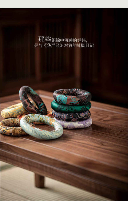 H10002 Nepalese Handmade Sewn Buddha Sound Bowl Mat, Singing Bowl Mat, Copper Bowl Mat, Cotton Cloth Mat, Buddha Sound Bowl Matching Mat