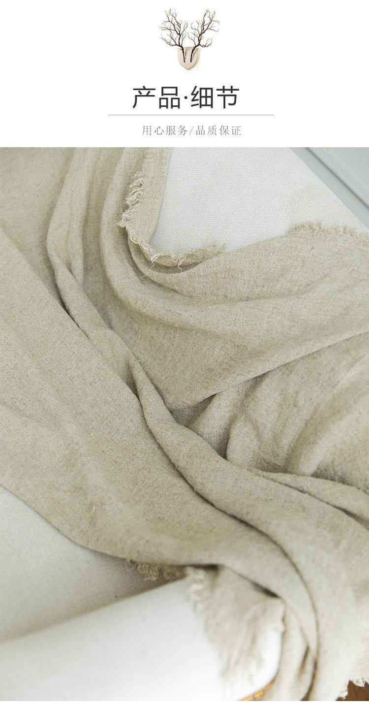 H30001 Minimalist Sofa Cover Solid Color Linen Full Cover Cream Nordic Ins Style Full Cover Photography Decoration