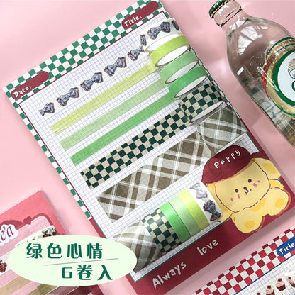 K10001 Green Field Series Journal Decoration Materials Four Seasons Scenery Tape Full Set Cute Girl Cartoon Stickers Wholesale - Ivana Supply Store