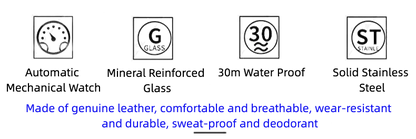 G10001 Swiss Ultra-Thin Mechanical Watch - Men's Business Leather Strap, Waterproof, Simple Design