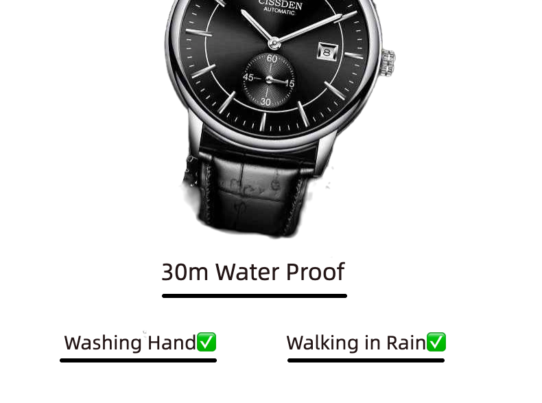 G10001 Swiss Ultra-Thin Mechanical Watch - Men's Business Leather Strap, Waterproof, Simple Design